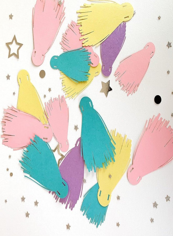 Curious Button Pastel Theme Party Decoration Paper Tassel Bunting, 20 Pieces, Pink, Purple, Yellow and Aqua, 2.5 inch in Length - Image 3